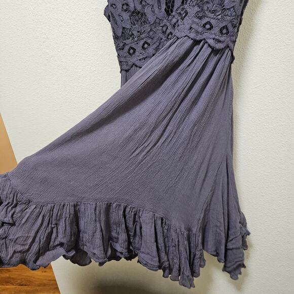 Free People S FP purple lace Adella Frilled Chemise Sexy. Flowy Flared. Delicate - Picture 12 of 14